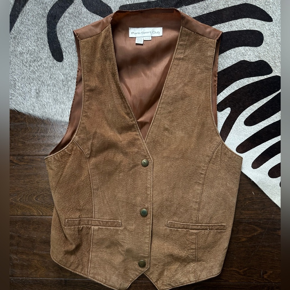 Vintage Paris Sport Club Leather Vest